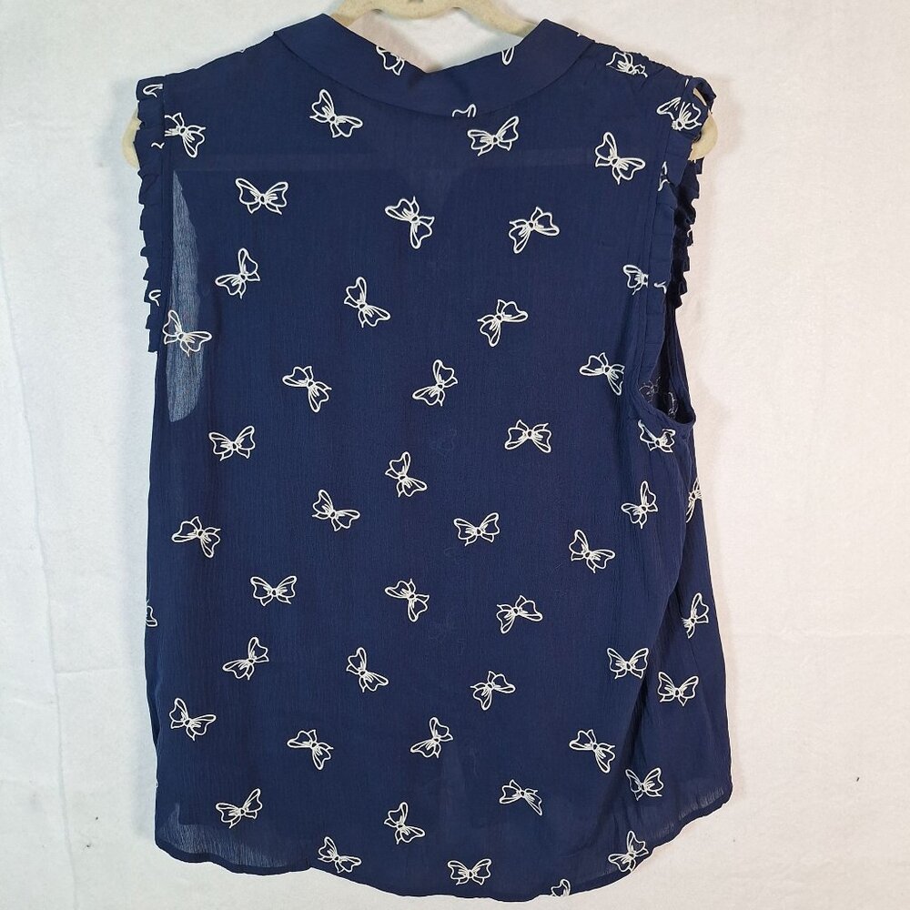 Disney Sleeveless Bow Blouse Blue size XL - Picture 2 of 5